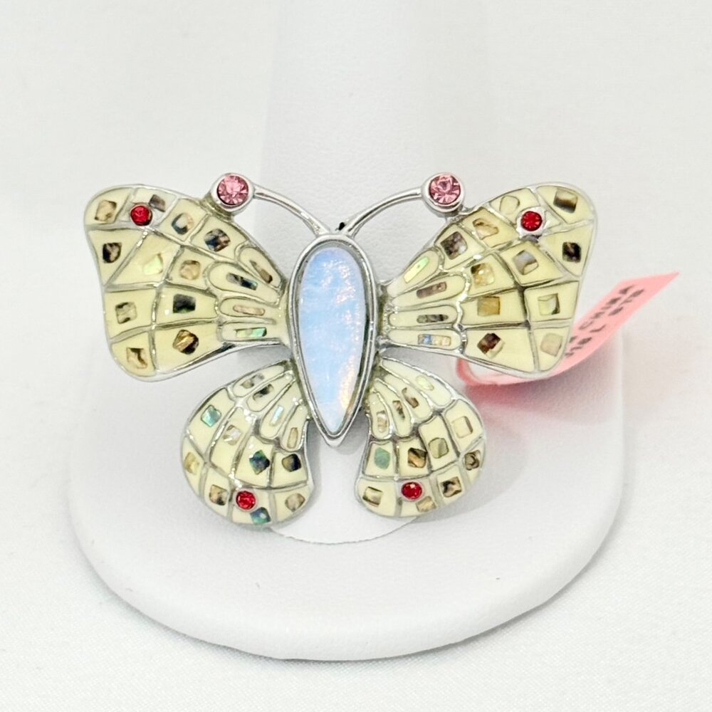 Enameled Butterfly Ring w/Opalescent Center - Stainless Steel 316L by STS - NWT
